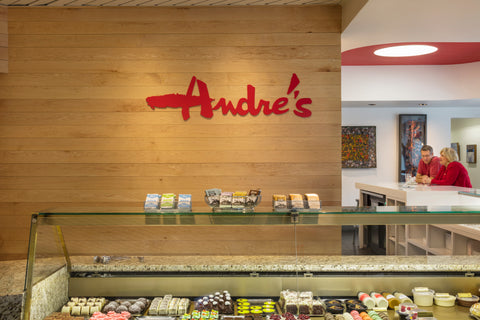 A Kansas City landmark: André's Chocolates flagship store, renowned nationwide.
