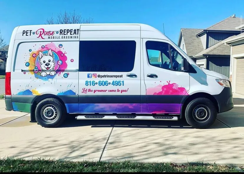 Experience convenient door-to-door grooming with Pet Rinse Repeat's mobile services.