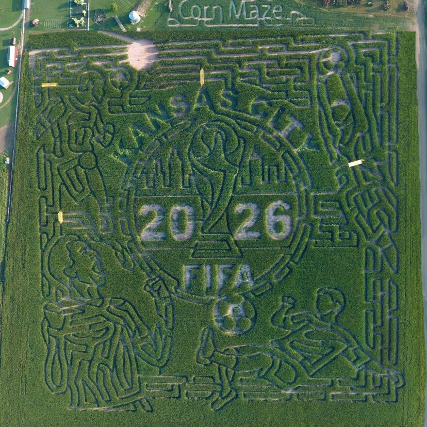 Aerial view of the Liberty Corn Maze, a must-visit for maze enthusiasts in the KC area.