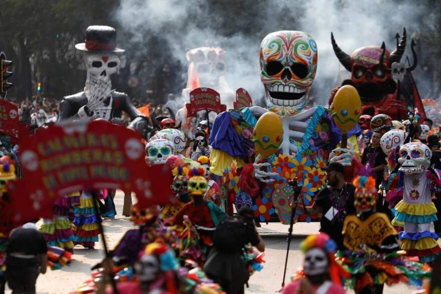 Dia de los Muertos parade in Kansas City, Kansas—part of the city's vibrant fall cultural celebrations.